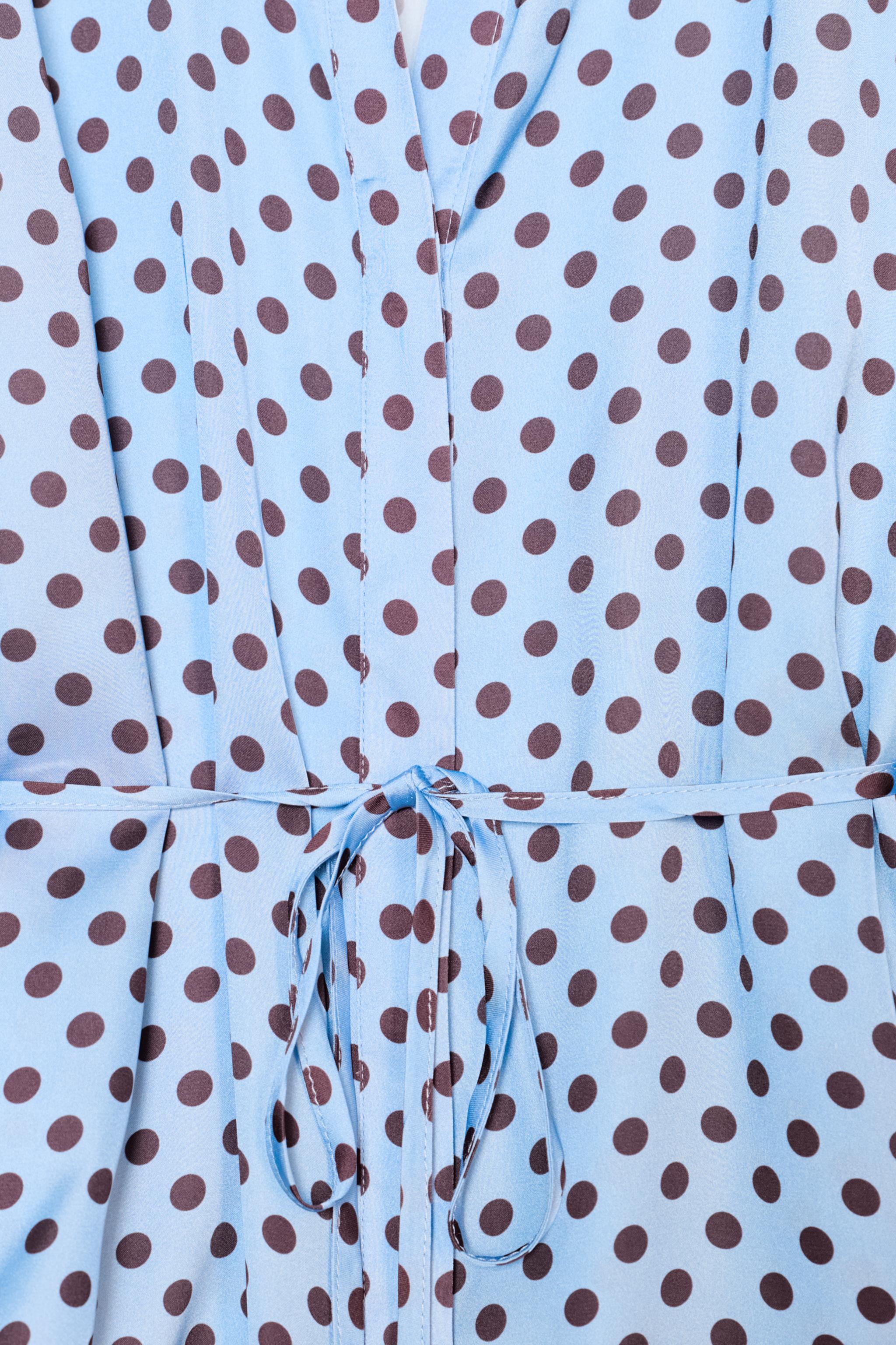 POLKA DOT SATIN EFFECT SHIRT WITH BELT